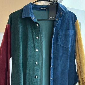 NWT Nasty Gal Color Block Corduroy Shirt